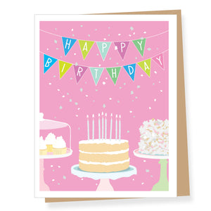 Birthday Cakes with Colorful Bunting, Birthday Card