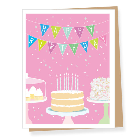 Birthday Cakes with Colorful Bunting, Birthday Card