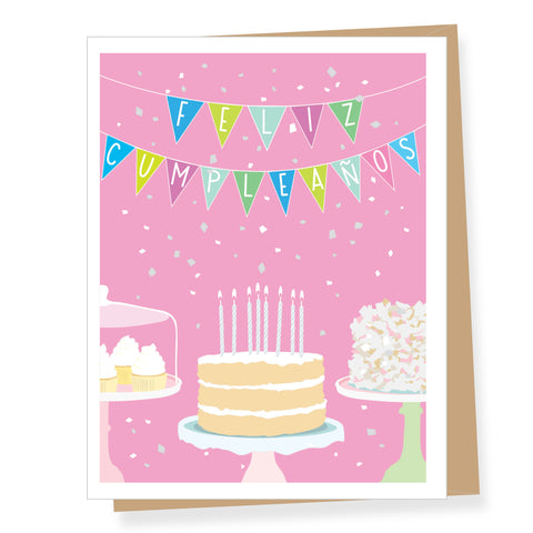 Birthday Cakes with Colorful Bunting (SPANISH), Birthday Card