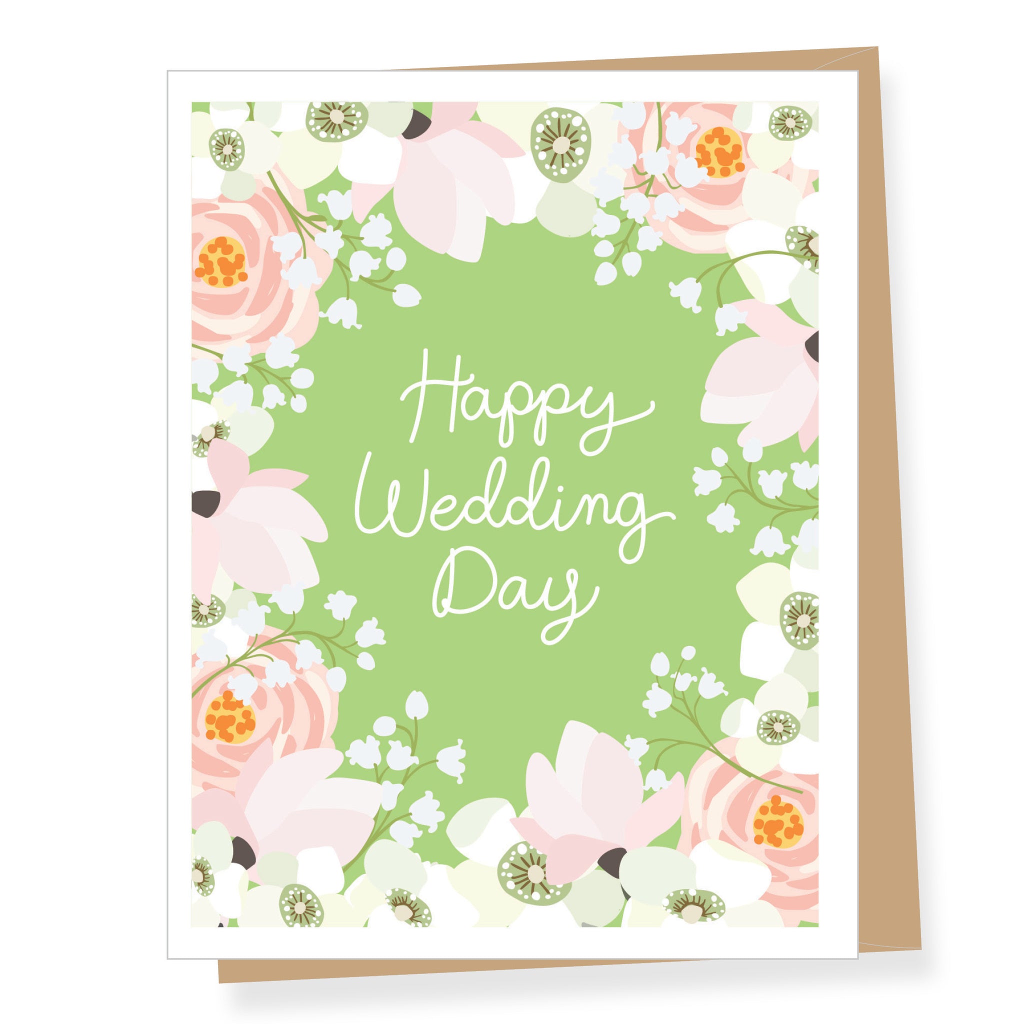 Green Floral Wedding Card