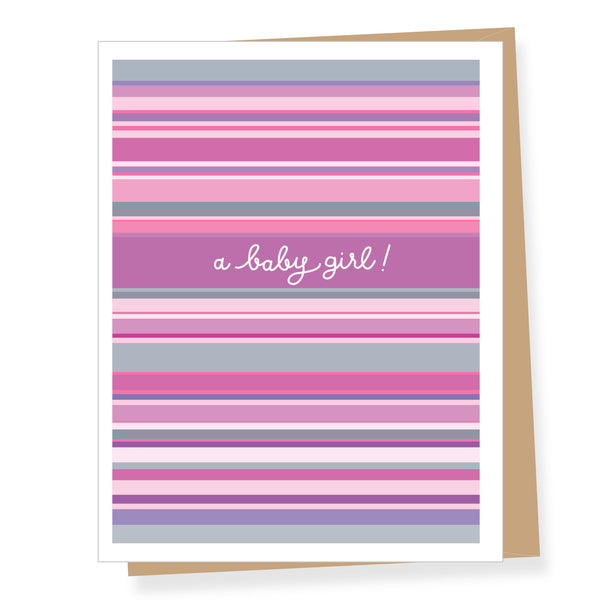 Modern Stripes Baby Girl, New Baby Card