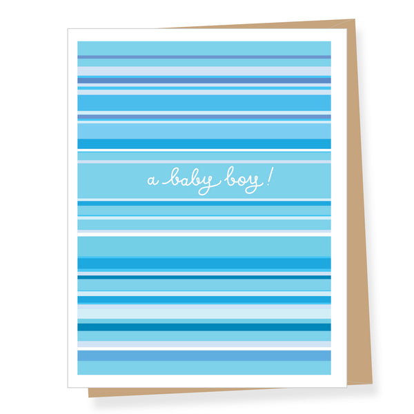 Modern Stripes Baby Boy, New Baby Card