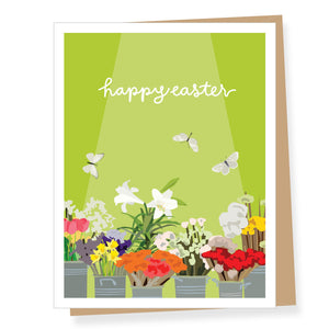 Green Flower Stand Easter Card