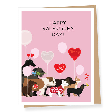 Dogwalk Valentine Card