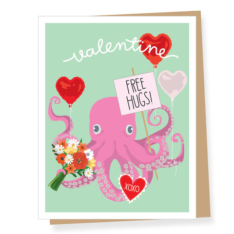 Octopus Free Hugs Valentine Card