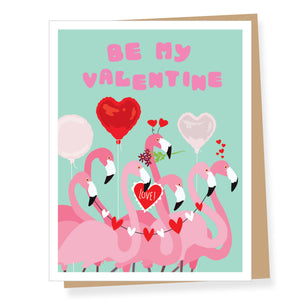 Flamingo Flock Valentine Card