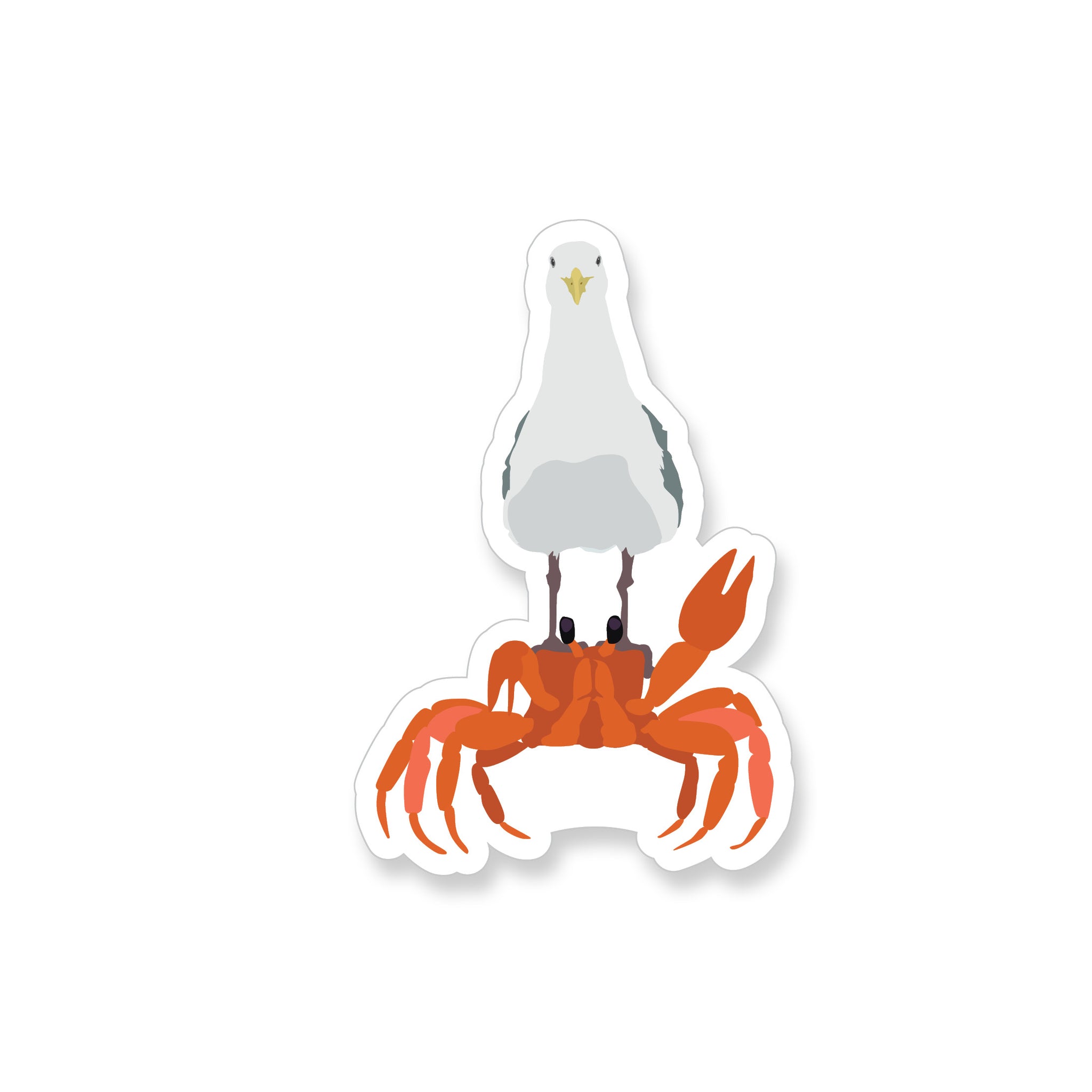 Summer Seagull with Crab, Vinyl Sticker