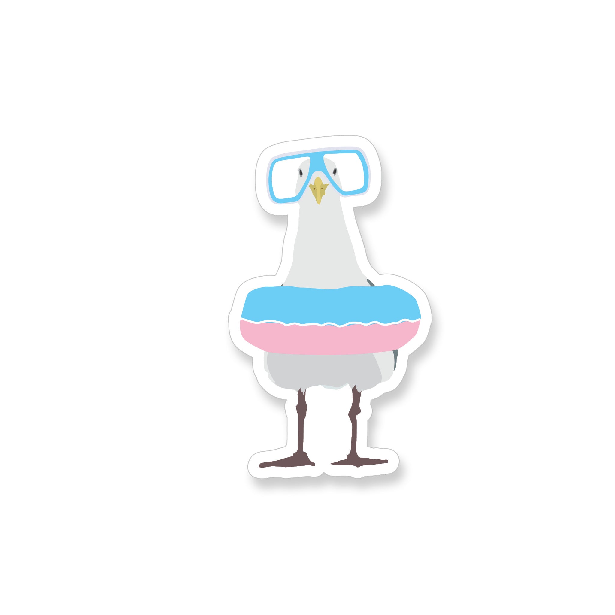 Summer Seagull with Swim Gear, Vinyl Sticker