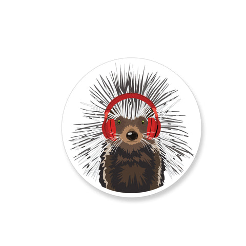 Porcupine with Headphones, Vinyl Sticker